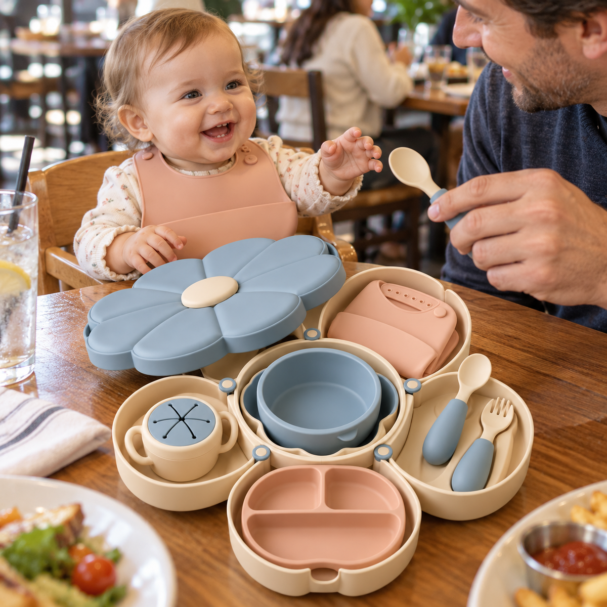 Blooming Flower Baby Feeding Set ā All-in-One Portable Travel Dining Kit