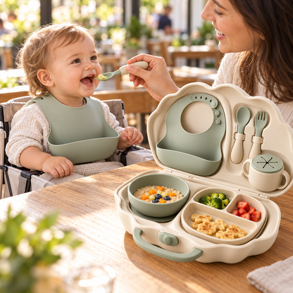 All-in-One Portable Baby Feeding Set – Travel Tableware Kit with Carry Case