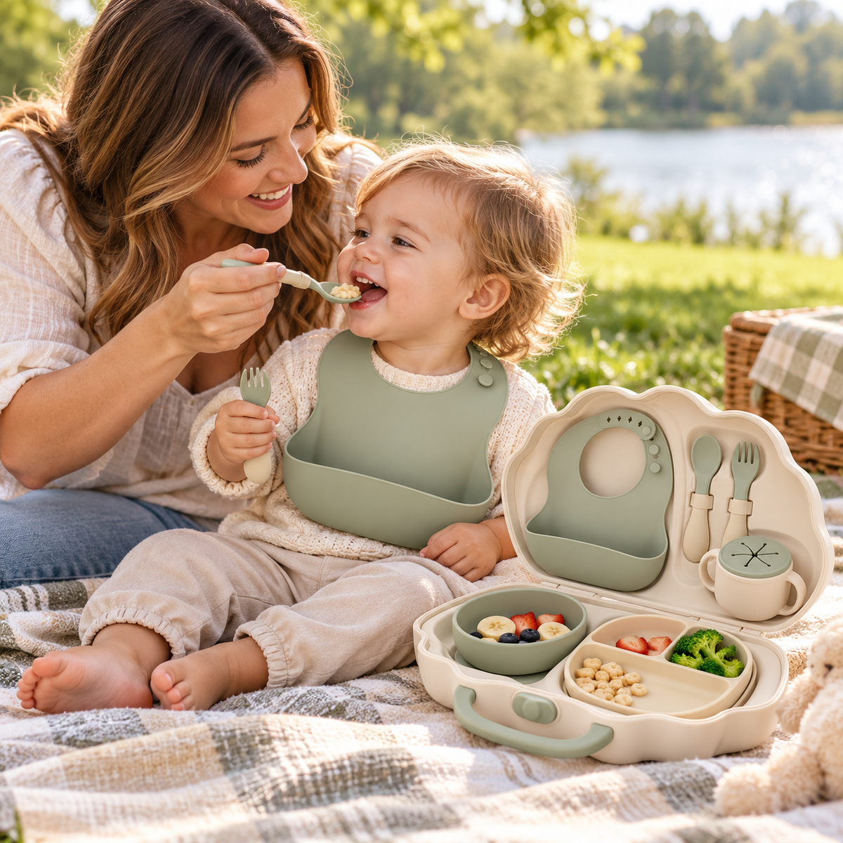 All-in-One Portable Baby Feeding Set – Travel Tableware Kit with Carry Case