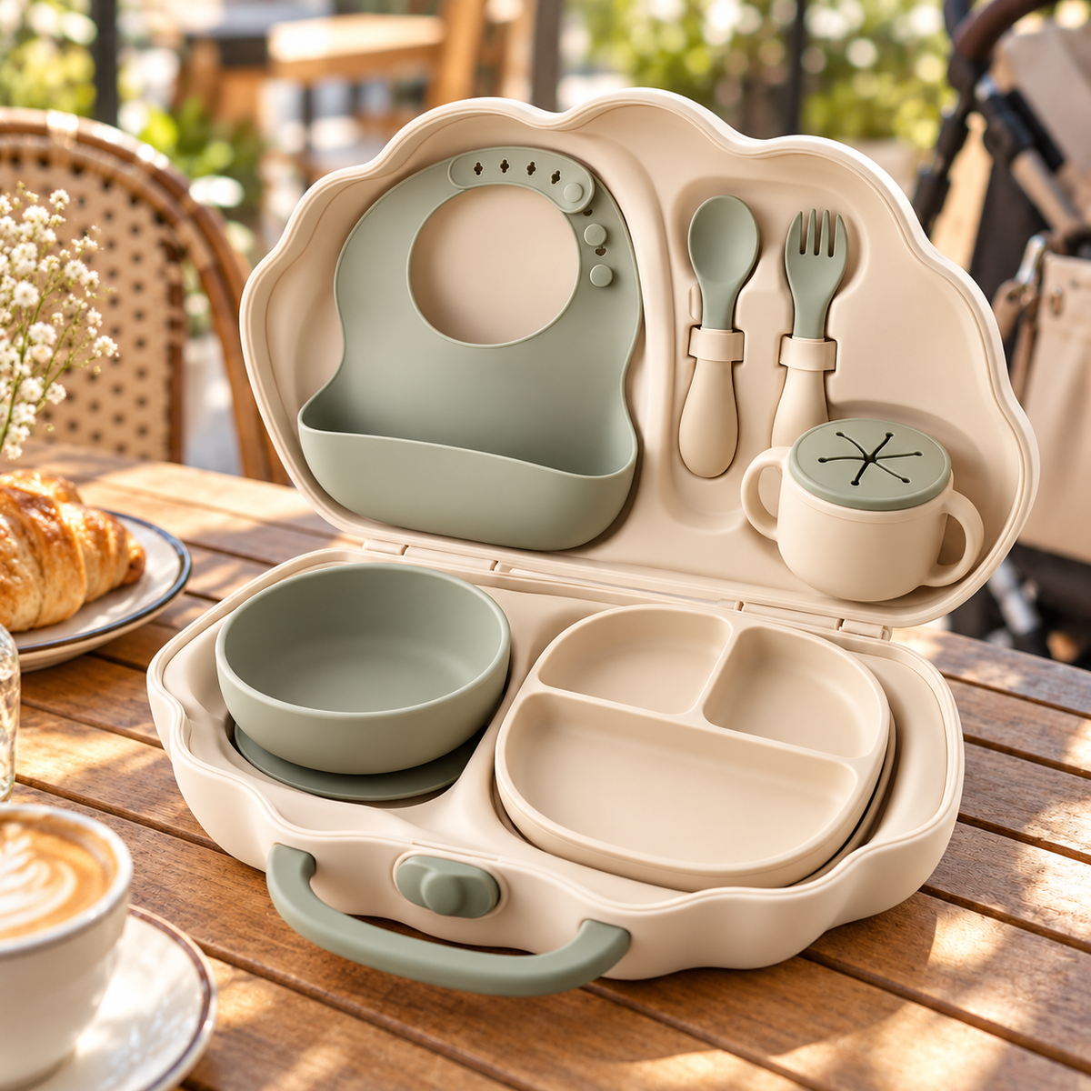All-in-One Portable Baby Feeding Set – Travel Tableware Kit with Carry Case