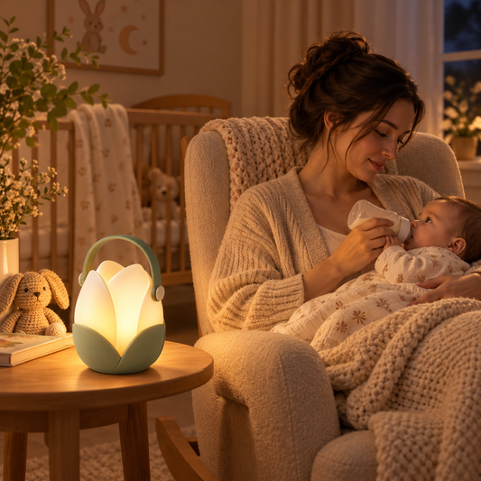 Portable Flower Nursery Night Light – Soft Warm Glow Baby Feeding Lamp