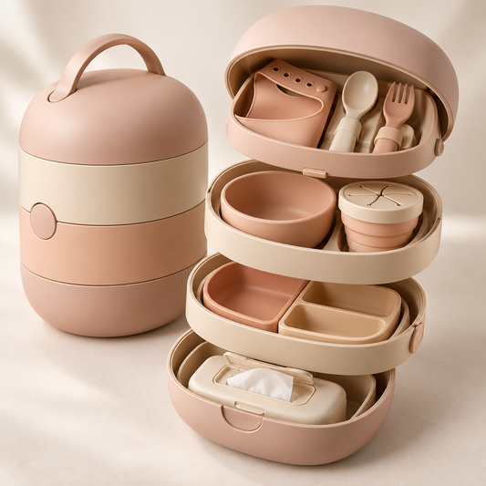 Stackable Baby Feeding Travel Set – All-in-One Portable Mealtime Organizer