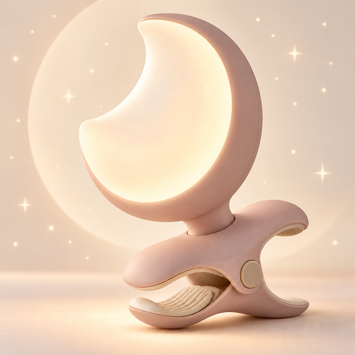 Clip-On Crescent Moon Night Light – Portable Soft Glow Nursery Lamp
