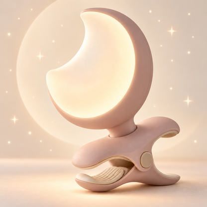 Clip-On Crescent Moon Night Light – Portable Soft Glow Nursery Lamp