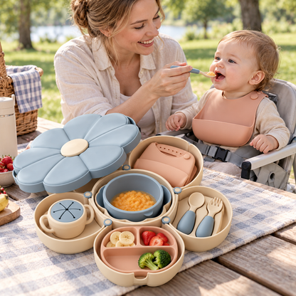 Blooming Flower Baby Feeding Set – All-in-One Portable Travel Dining Kit