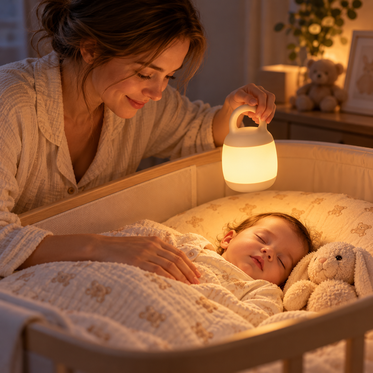 Portable Nursery Night Light – Soft Warm Glow Lantern for Baby Care