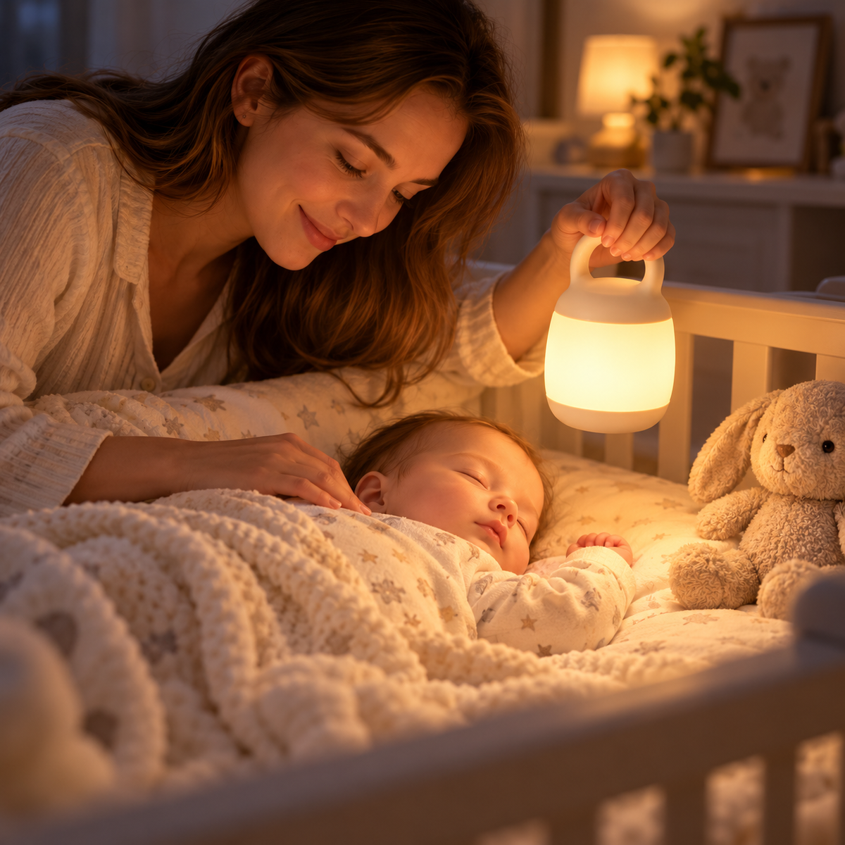 Portable Nursery Night Light – Soft Warm Glow Lantern for Baby Care