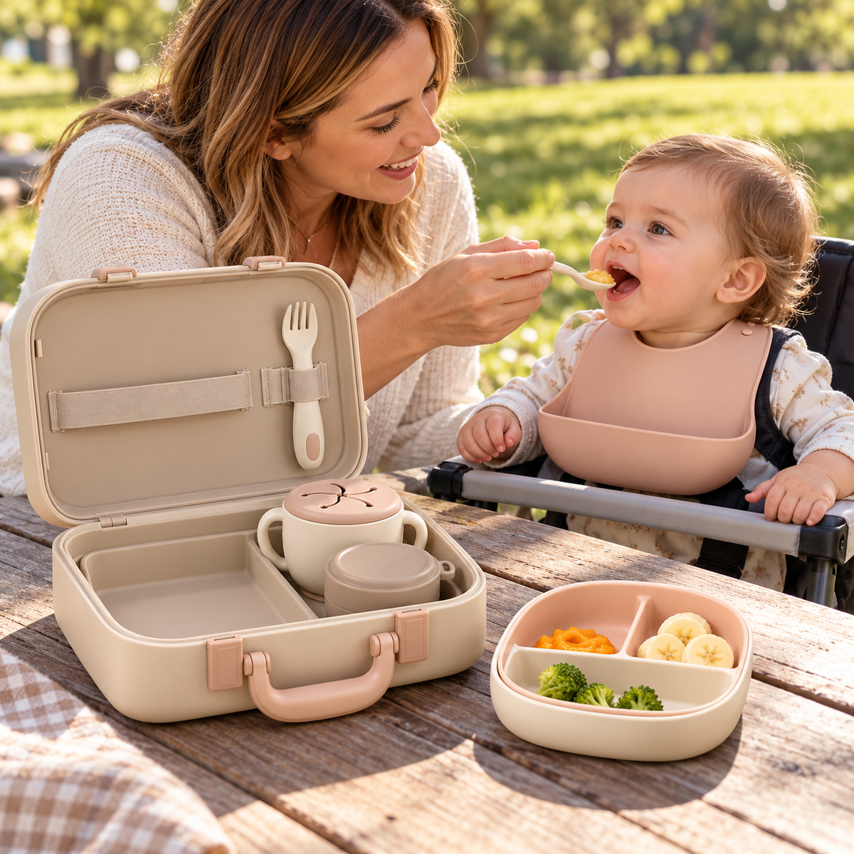 Portable Baby Feeding Suitcase Set – All-in-One Travel Mealtime Kit