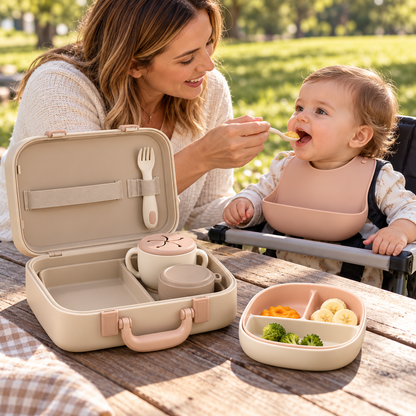 Portable Baby Feeding Suitcase Set – All-in-One Travel Mealtime Kit